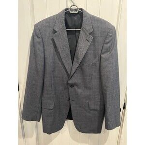 Bert Pulitzer Men’s Gray Micro Houndstooth Windowpane Sport Coat Blazer 42R Est